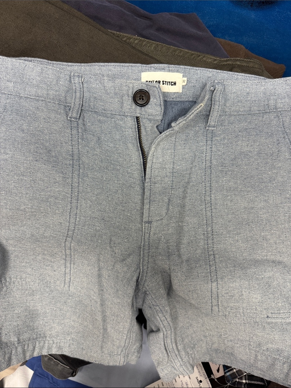 Taylor Stitch Light Heather Blue Cotton Casual Shorts